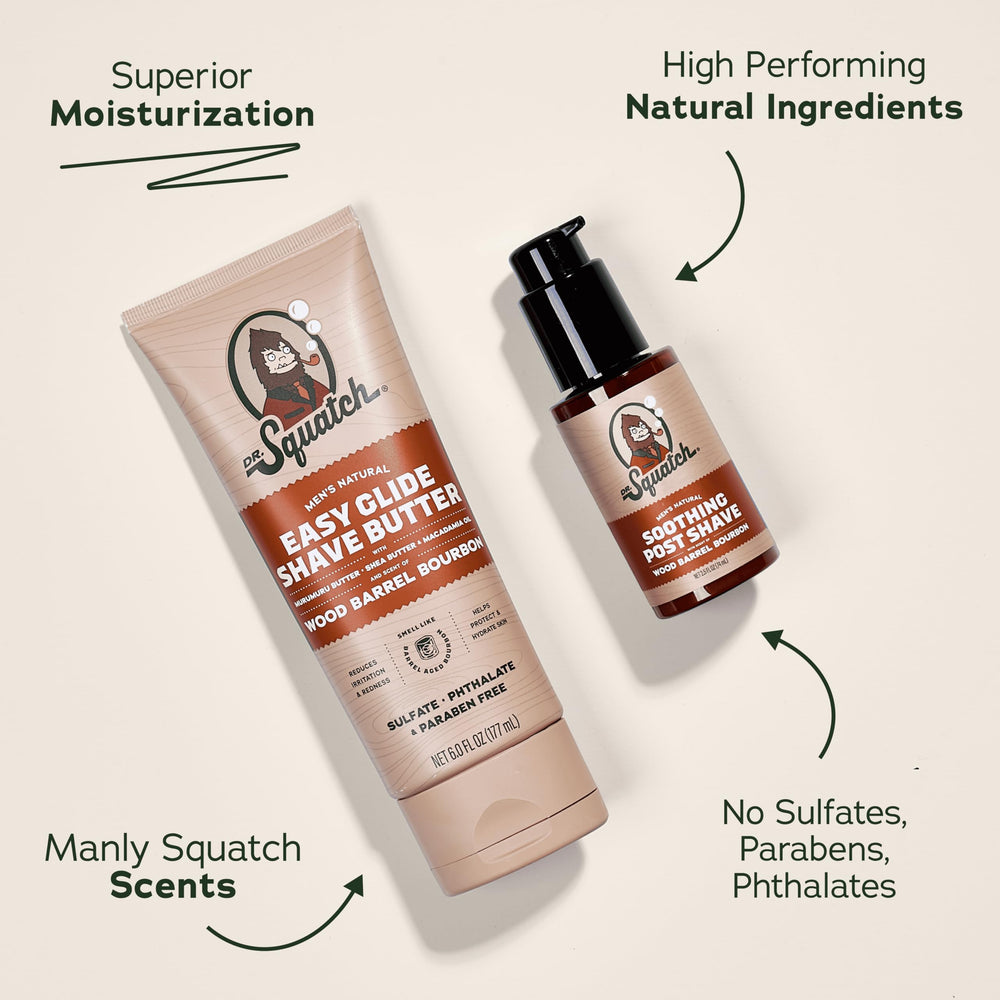 Dr. Squatch post-shave moisturizer being poured for soothing hydration