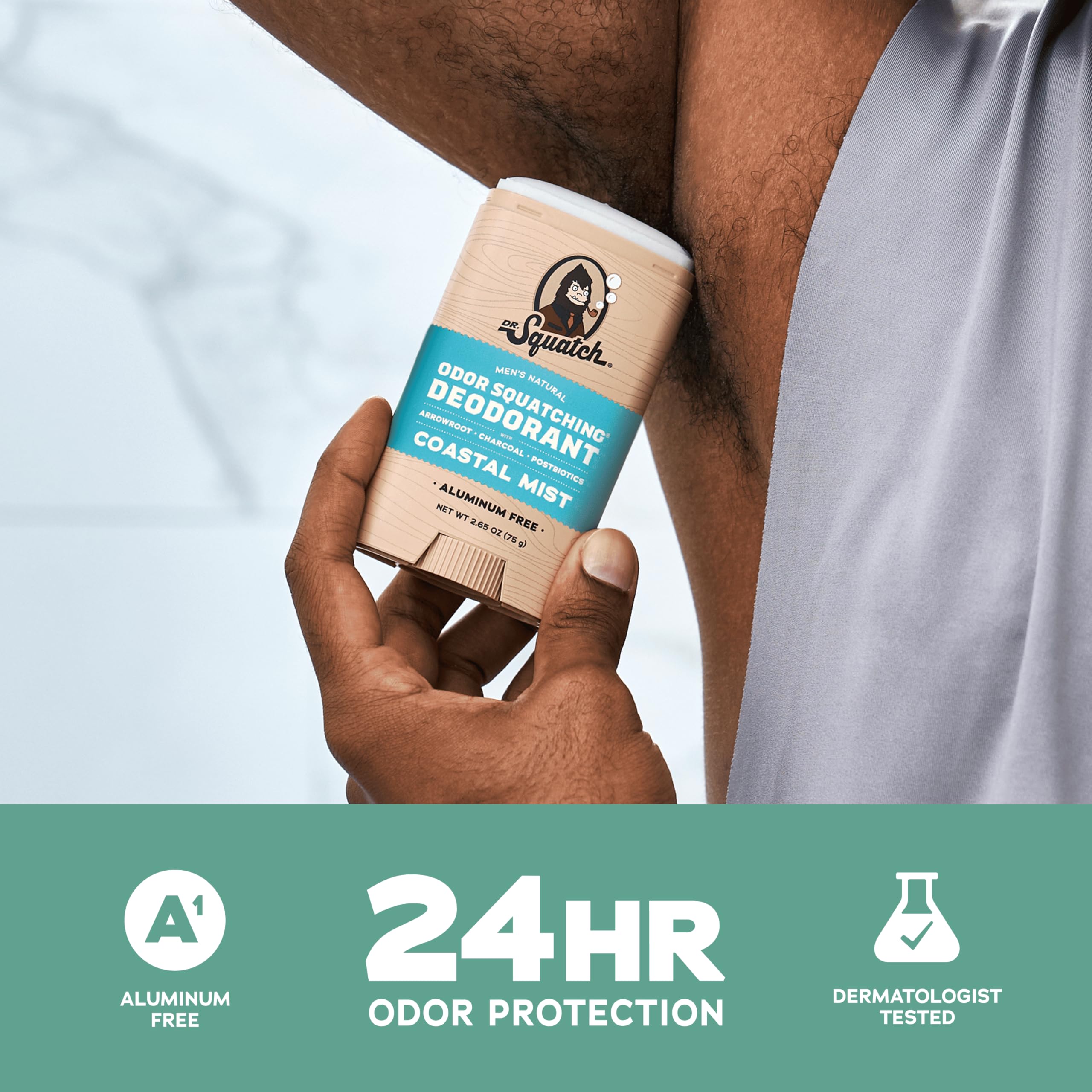 Dr Squatch Rainforest Rapids deodorant bottle showing natural protection scent