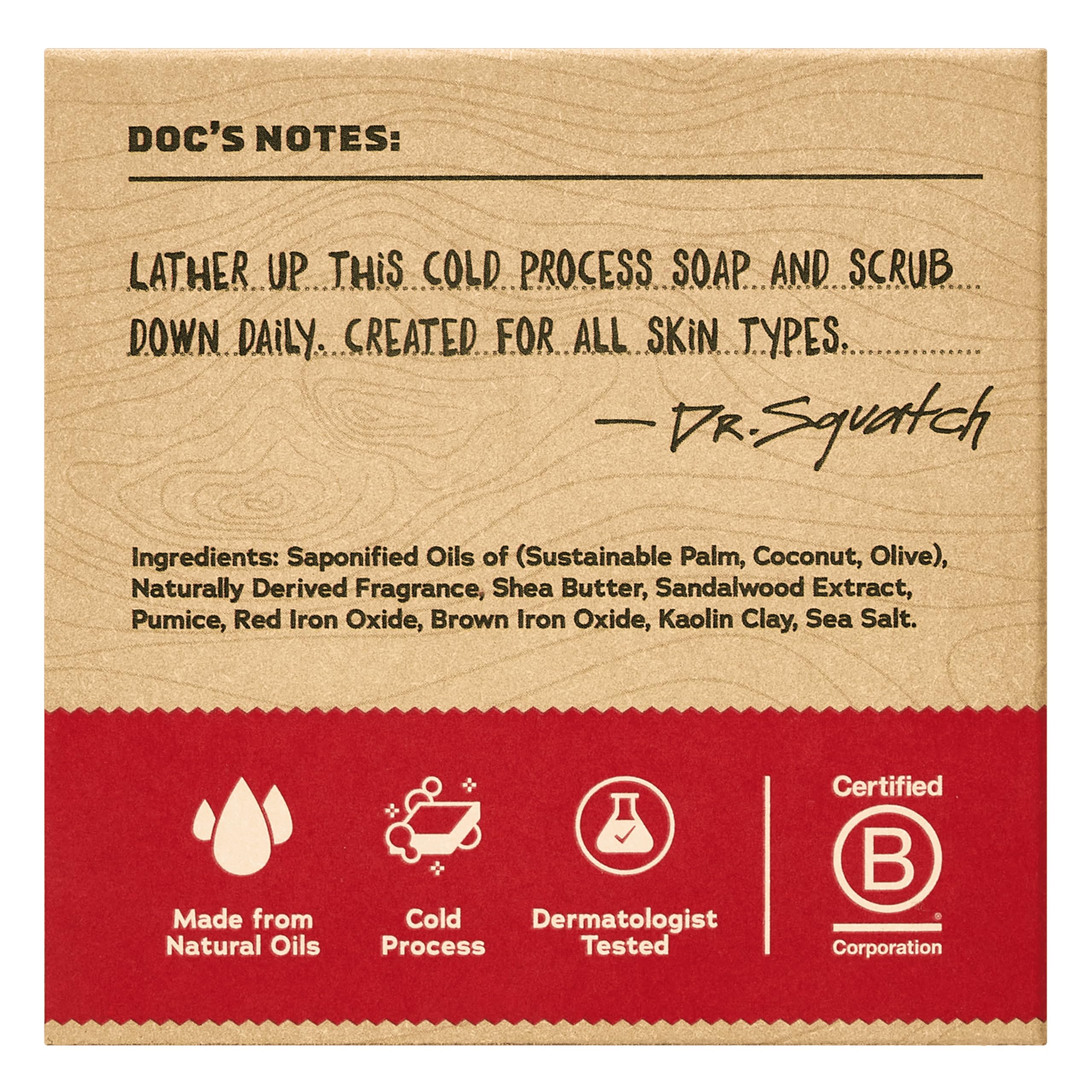 Close-up of Sandalwood Summit bars showing natural ingredients and rich lather.