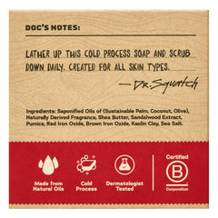 Close-up of Sandalwood Summit bars showing natural ingredients and rich lather.