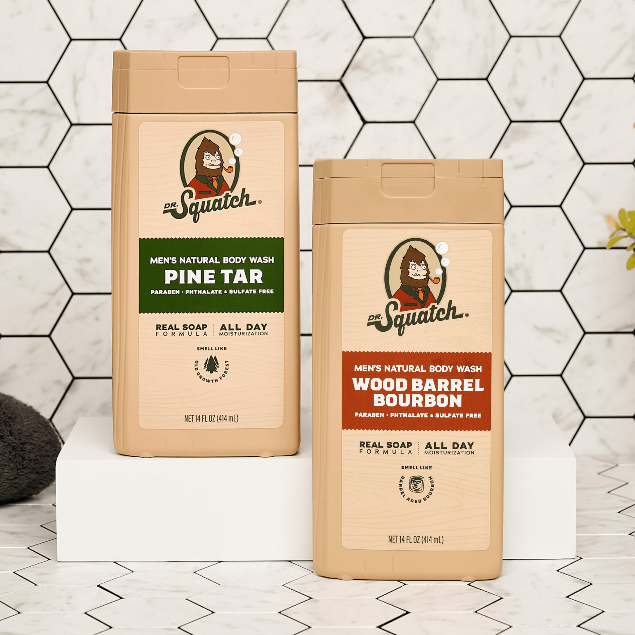 Dr. Squatch scent collection display featuring four manly scents