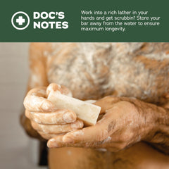Dr. Squatch Sierra Storm bar soap pack labels highlight natural ingredients for clean skin.