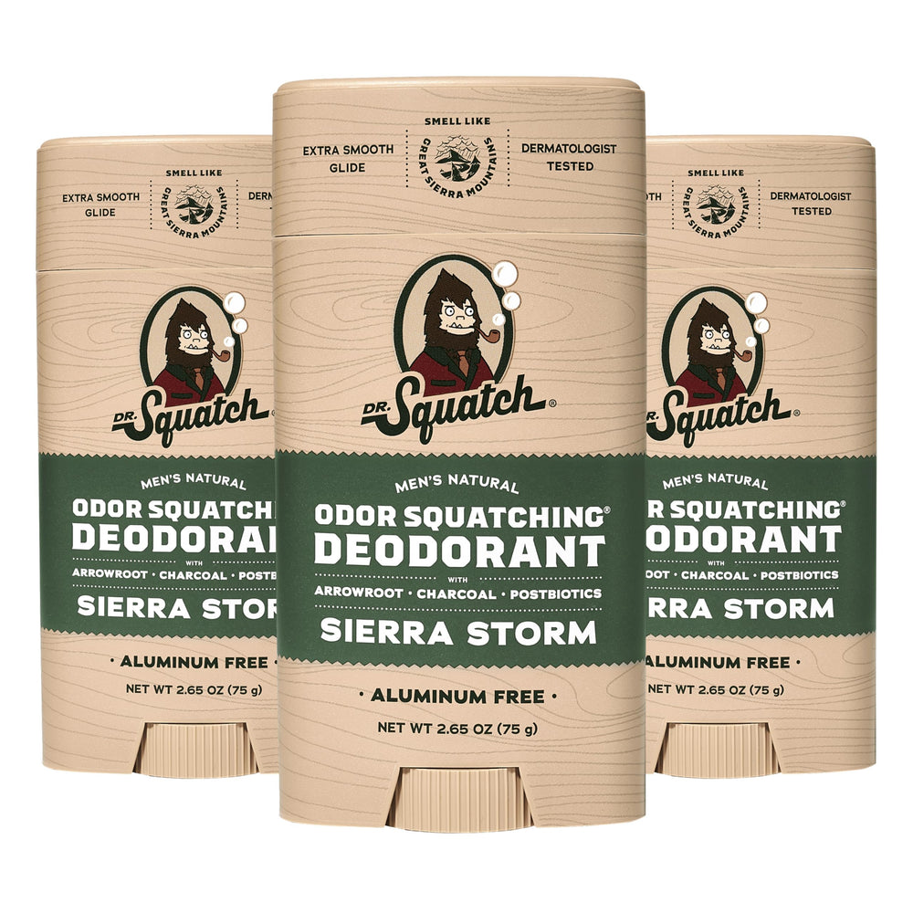 Dr. Squatch Sierra Storm pack shot with 3-pack for refreshed confidence daily.