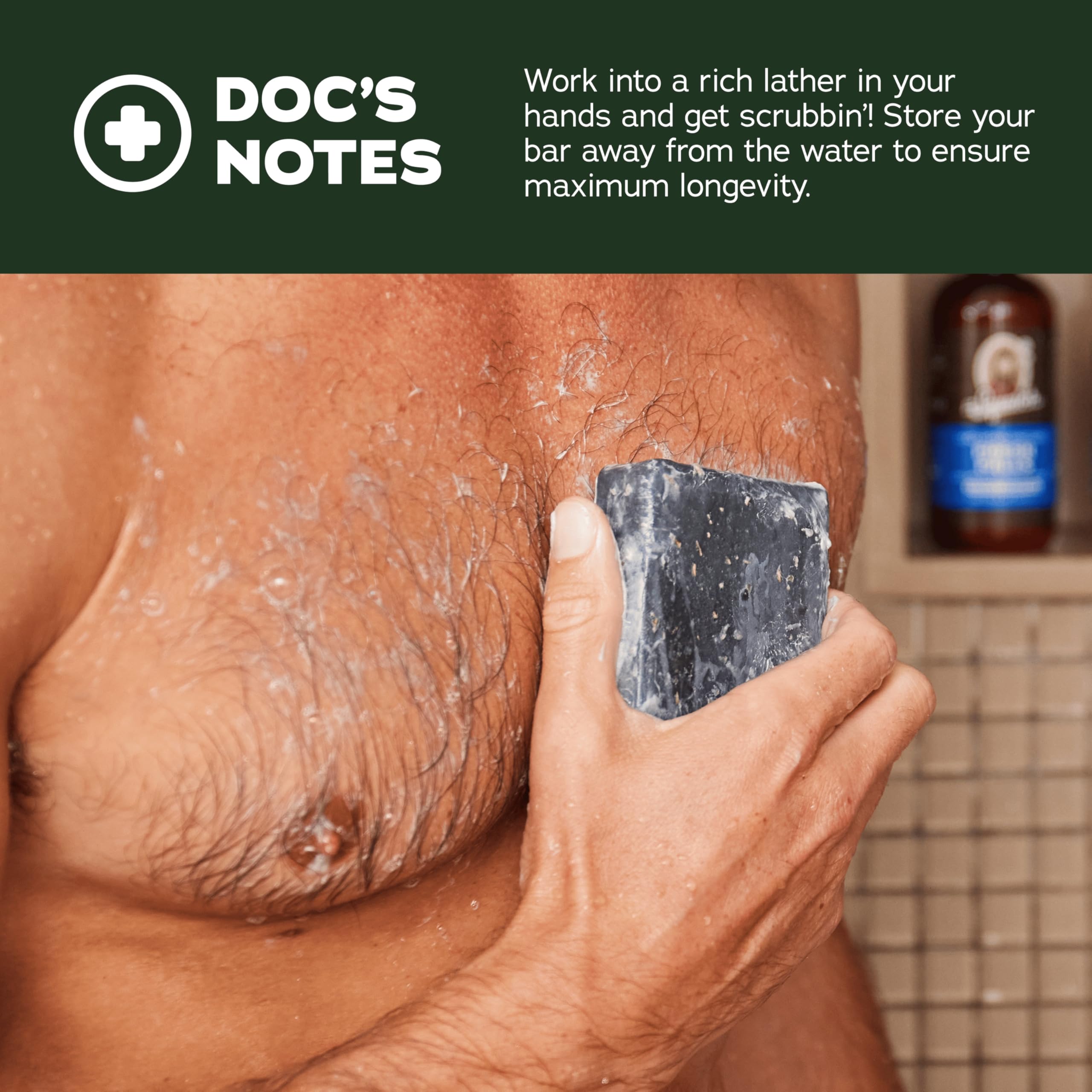 Rich foam from Dr. Squatch soap enhances daily cleansing with premium lather.