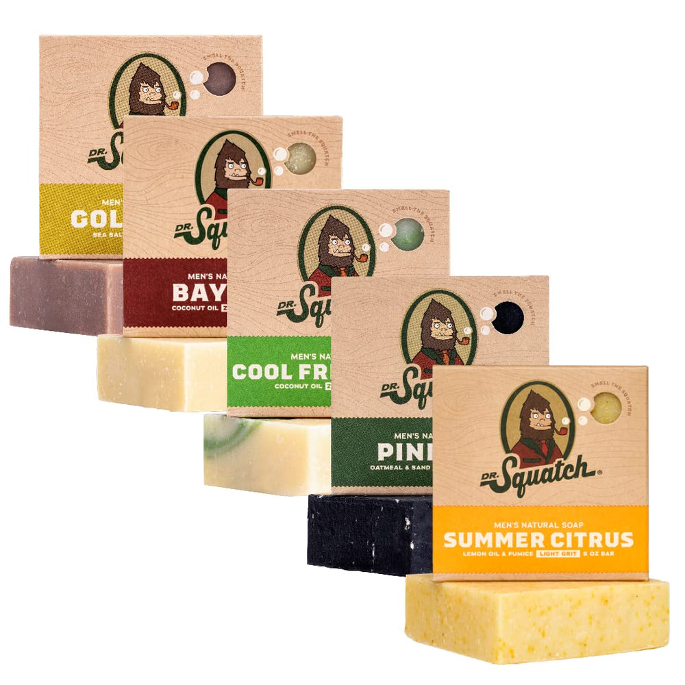 Dr. Squatch Summer Citrus bar soap close-up for a refreshing morning cleanse.