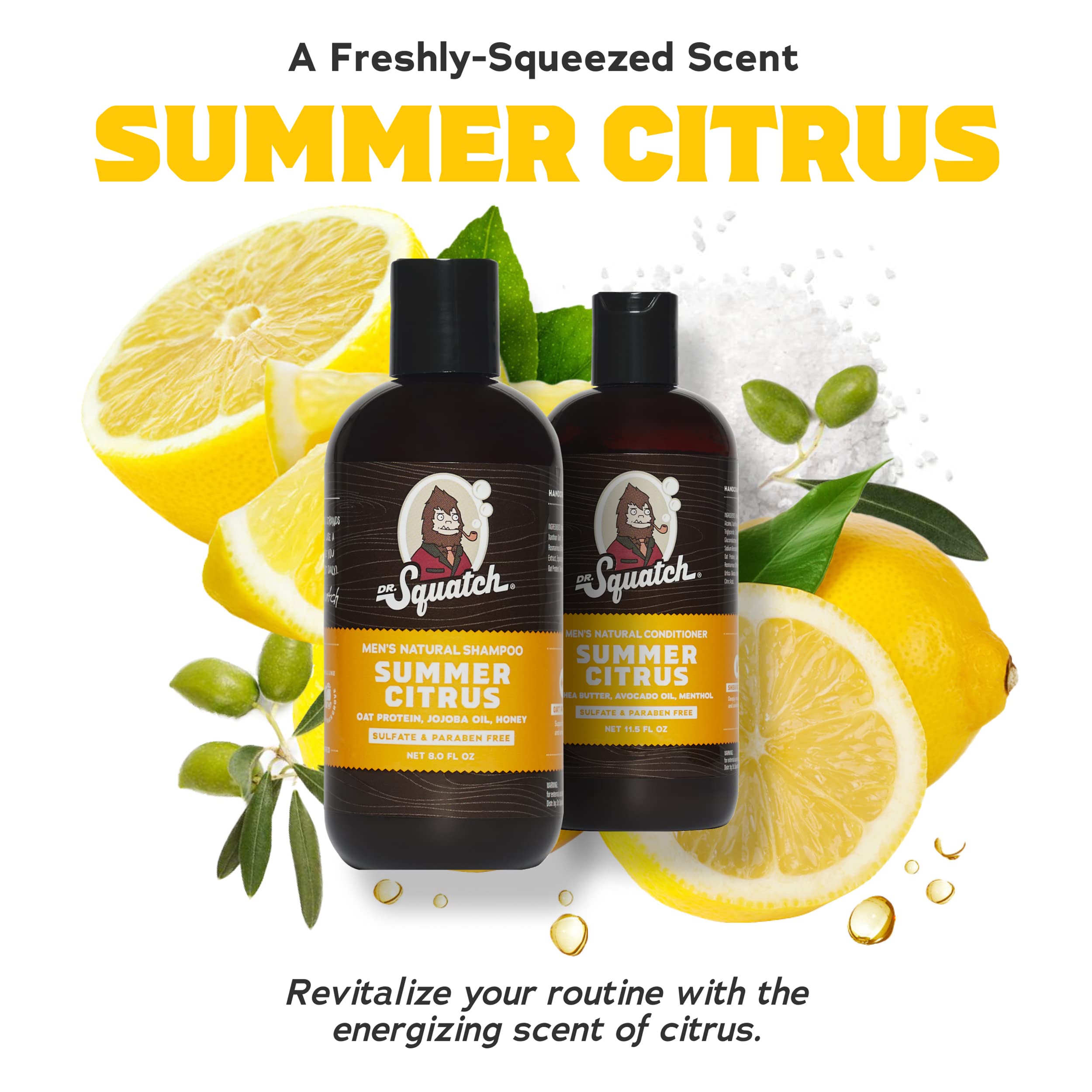 Dr. Squatch Summer Citrus bar soap delivering bright citrus aroma and skin-friendly wash.