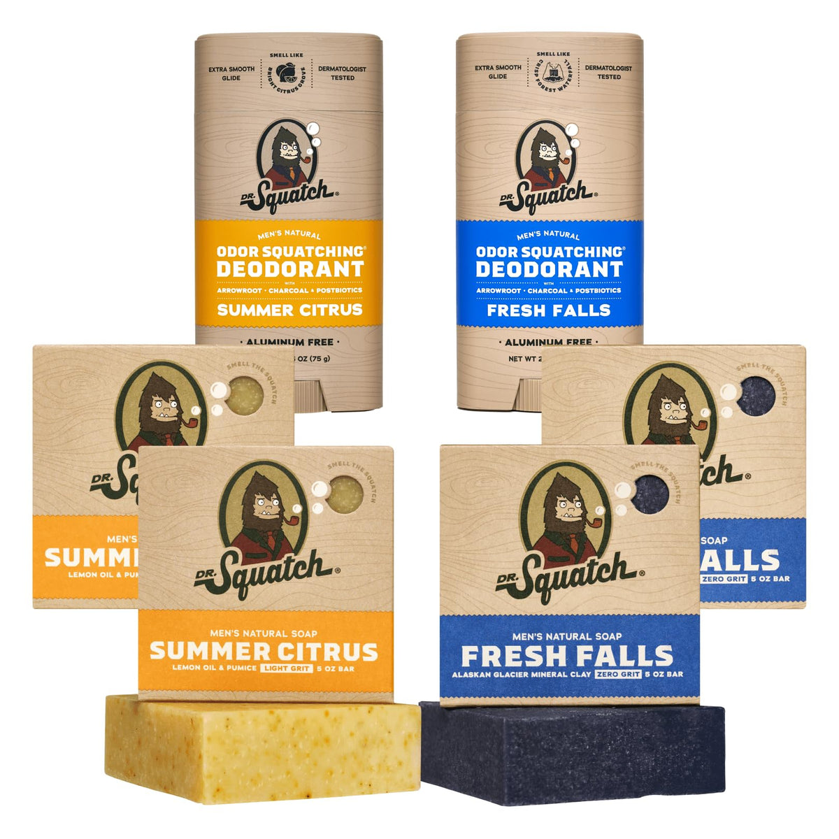 Dr. Squatch Summer Citrus soap bar closeup showing coconut oil nourishment for daily freshness