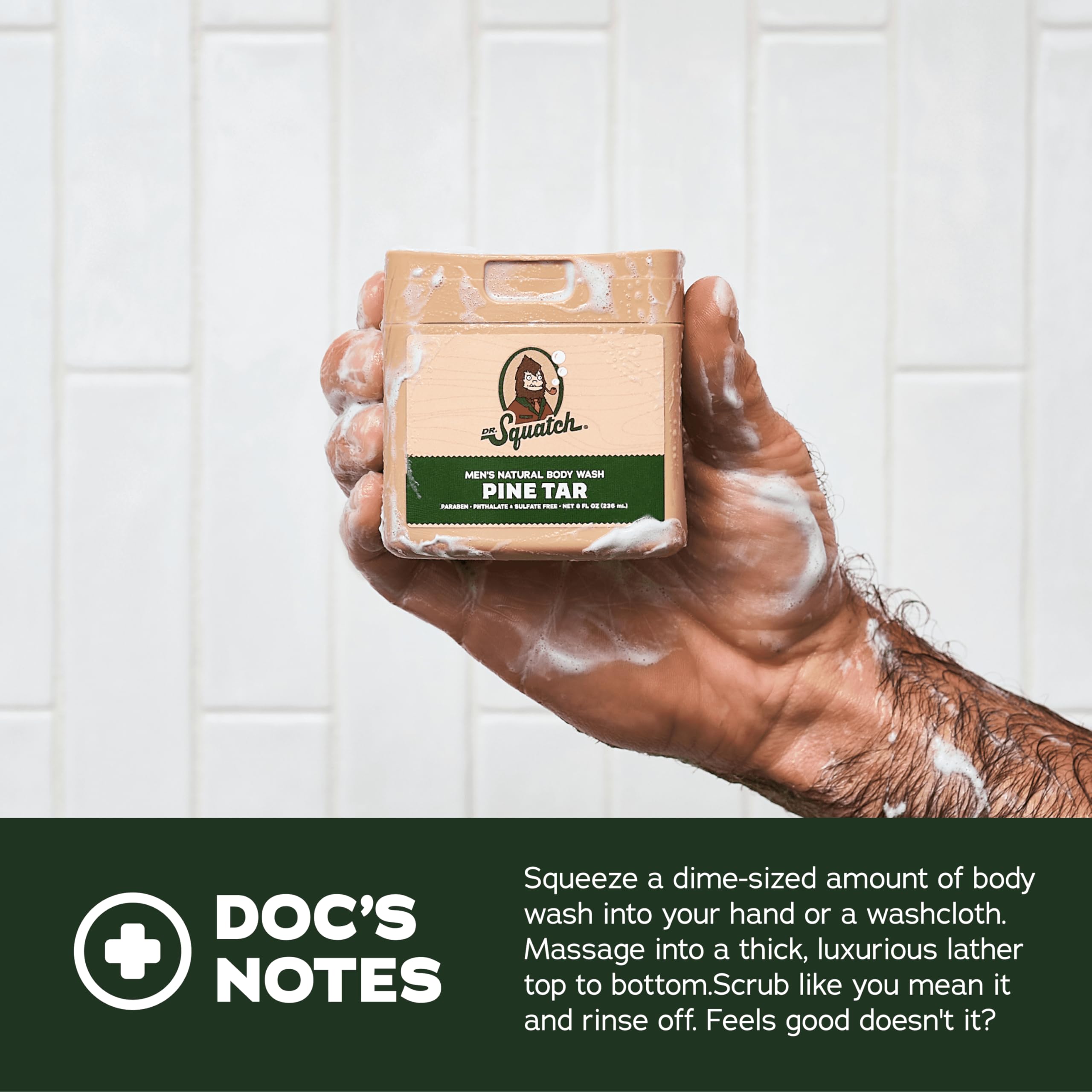 Dr. Squatch Three-pack packaging signals convenient daily care for men.