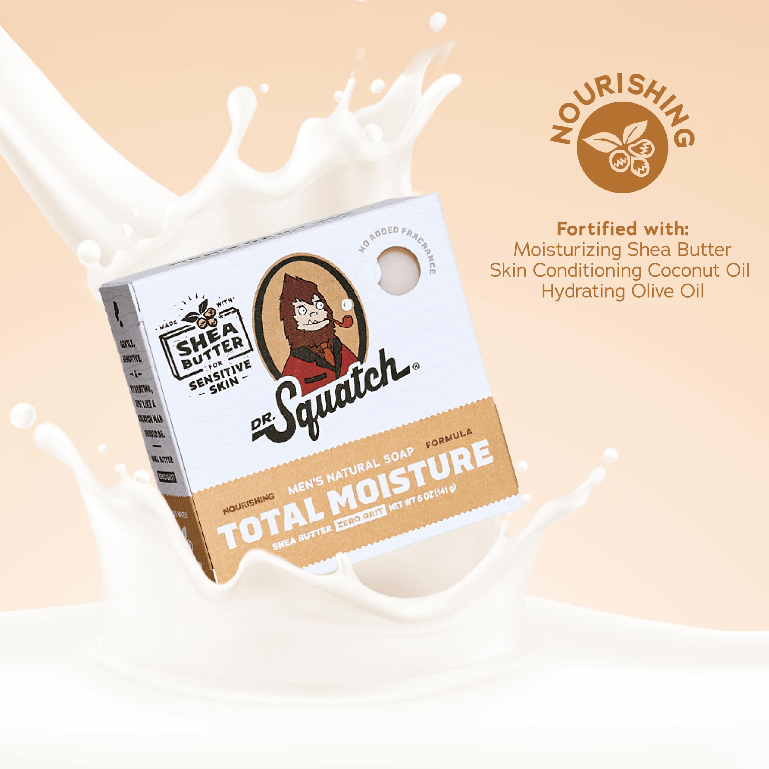 Dr. Squatch Total Moisture Bar Green Tea Butter close-up emphasizing deep hydration.