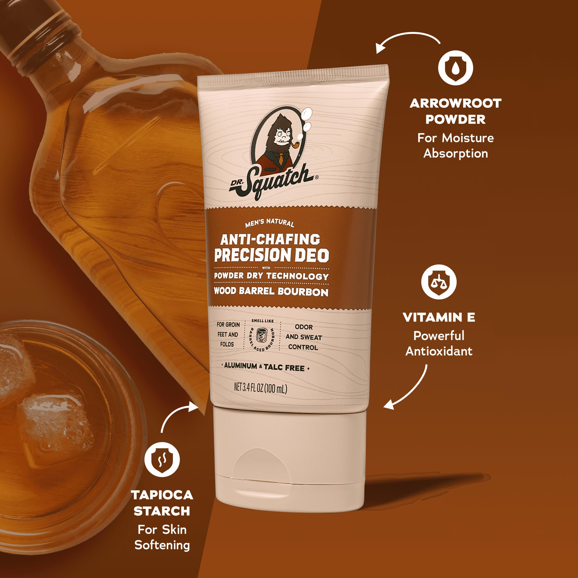 Dr. Squatch Vitamin E ingredient indicating soothing skin compatibility.