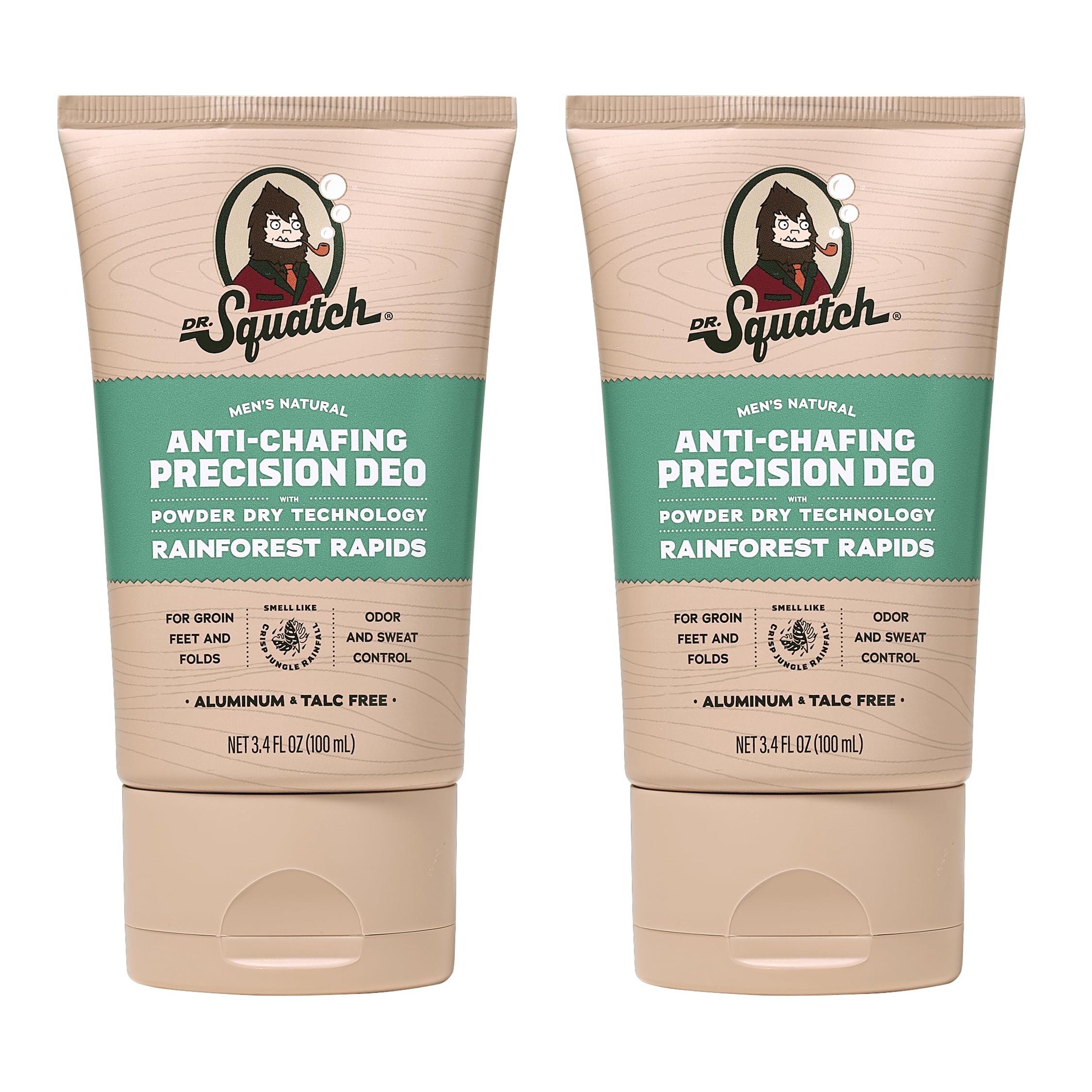 Dr. Squatch Whole Body Deodorant Rainforest Rapids 2-pack packaging for daily use.