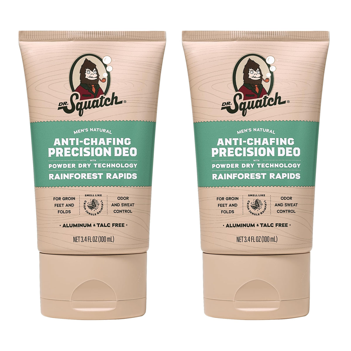 Dr. Squatch Whole Body Deodorant Rainforest Rapids 2-pack packaging for daily use.