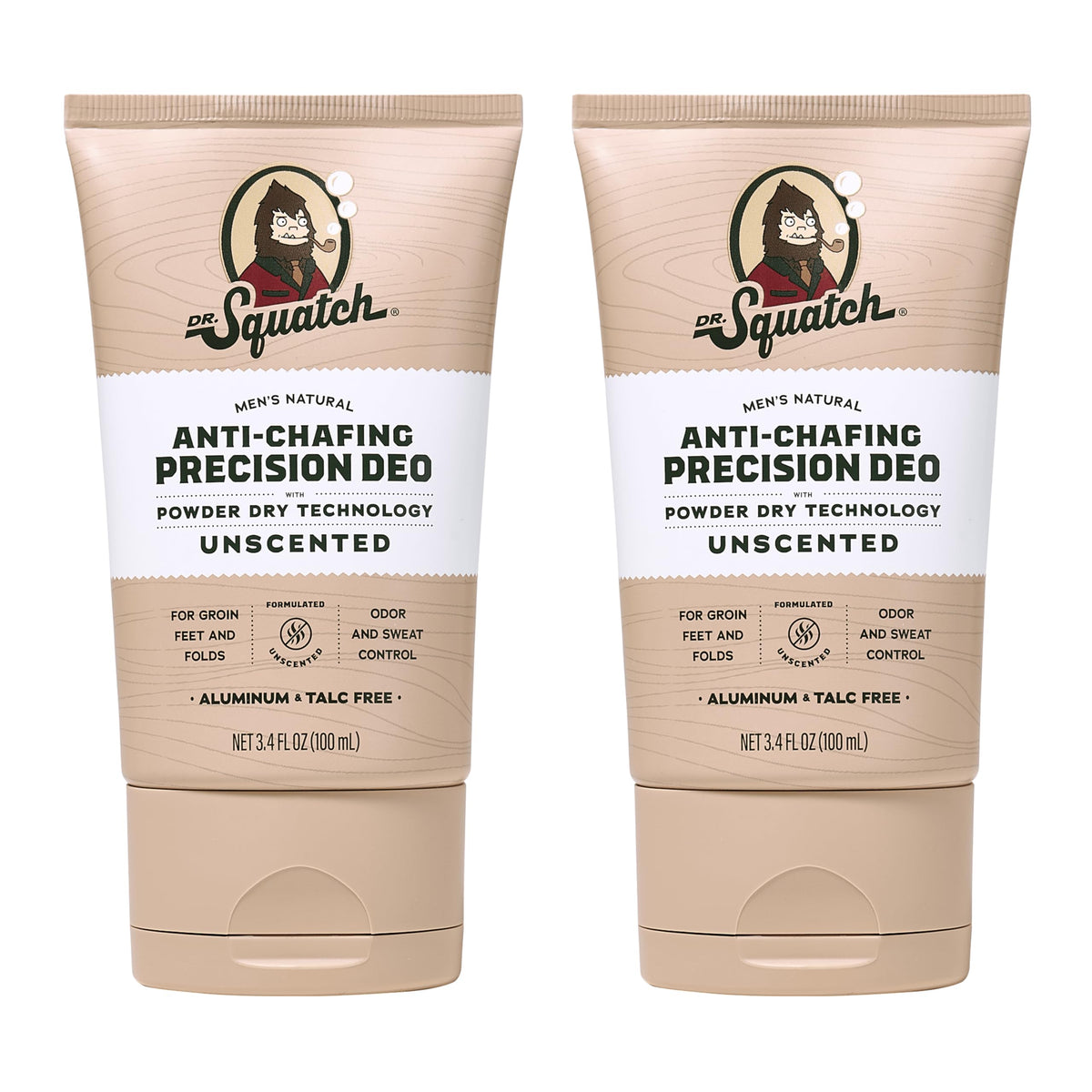 Dr. Squatch Whole Body Deodorant Unscented 2-Pack application shows lotion-like texture for quick dryness.