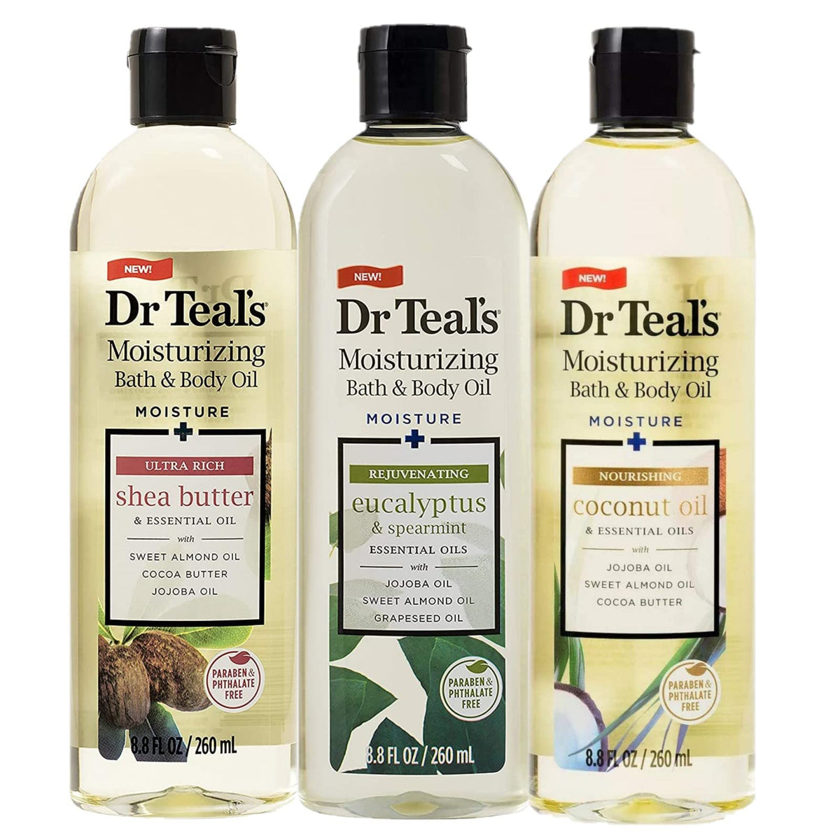 Dr Teal's Eucalyptus bottle hydrates skin with refreshing scent