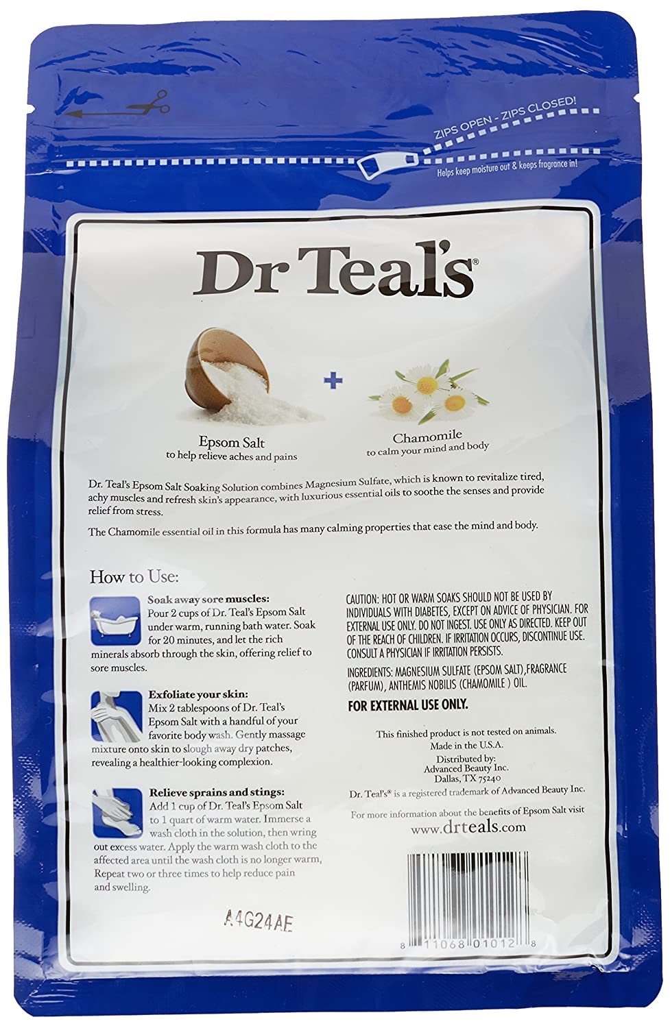 Dr Teal's Comfort Calm tub soak setup demonstrates easy, soothing 20-minute sessions
