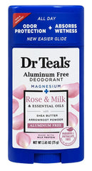 Dr Teals Rose & Milk deodorant tube with moisturizing oils for smooth skin