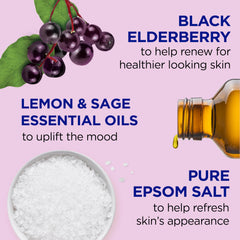 Dr Teal's Elderberry Foaming Bath bubbles enhance relaxation during a soak.