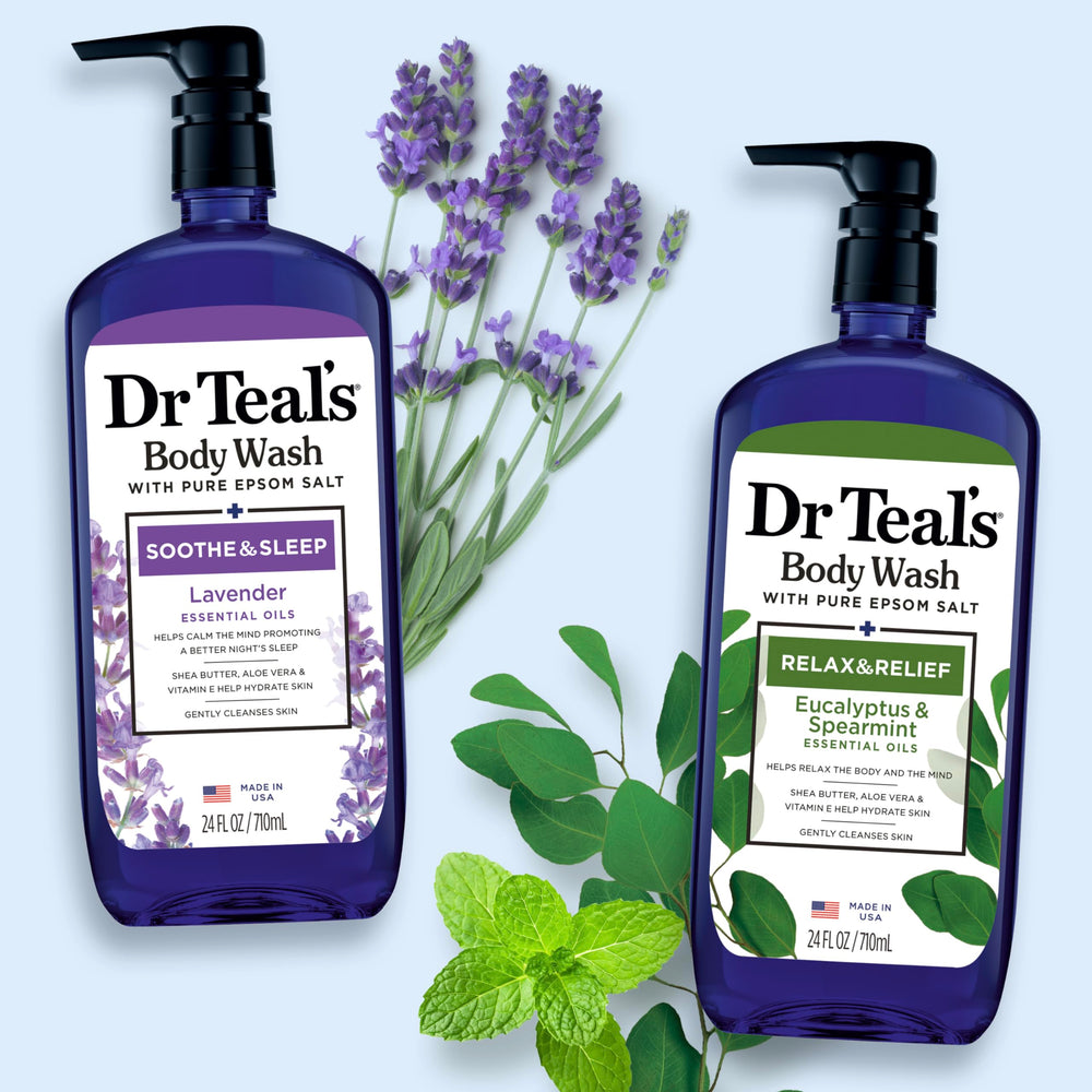 Dr Teal's Eucalyptus and Spearmint aroma release in shower setting.