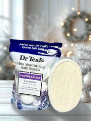 Dr Teal's exfoliating pad ready for cleansing and smoothing skin