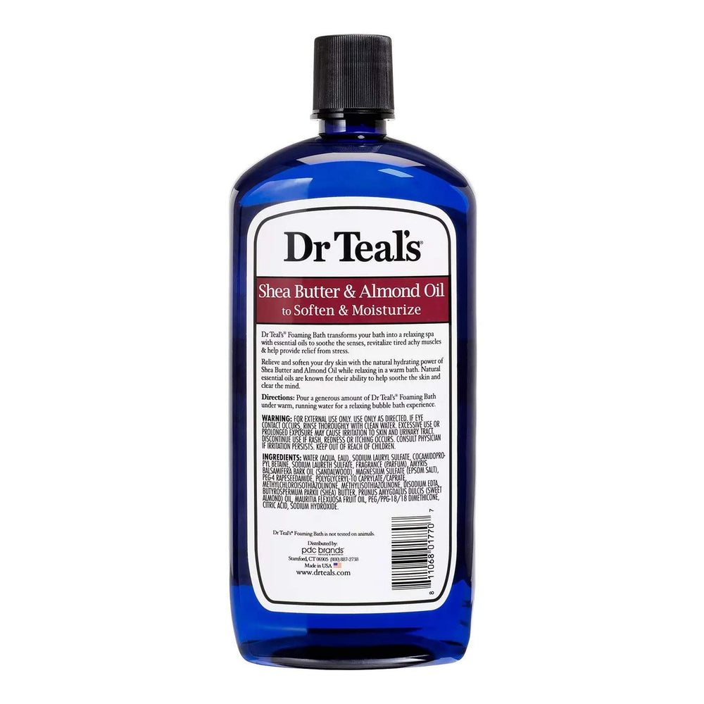Dr Teal's foaming bath spa bubbles create a relaxing at-home spa experience.