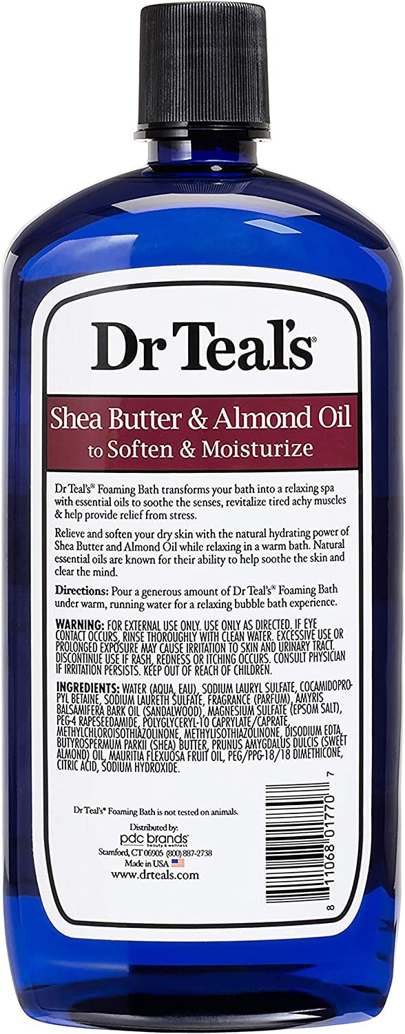 Dr Teal's foaming bath closeup shows creamy luxurious lather