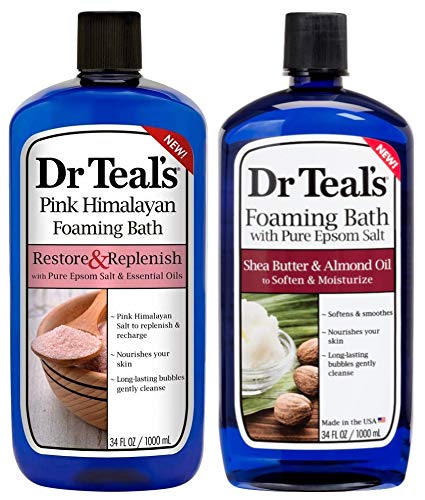 Dr Teal's Foaming Bath Variety Set features two 34 oz bottles for soothing, mineral-rich bath rituals.