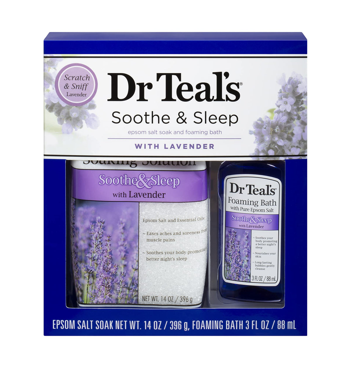 Dr Teal's Lavender Epsom Salt bag smooths tired muscles and calms the mind.