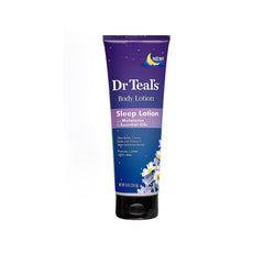 Dr Teal's Nighttime Therapy Body Lotion bottle with pump highlights melatonin for a calming bedtime routine