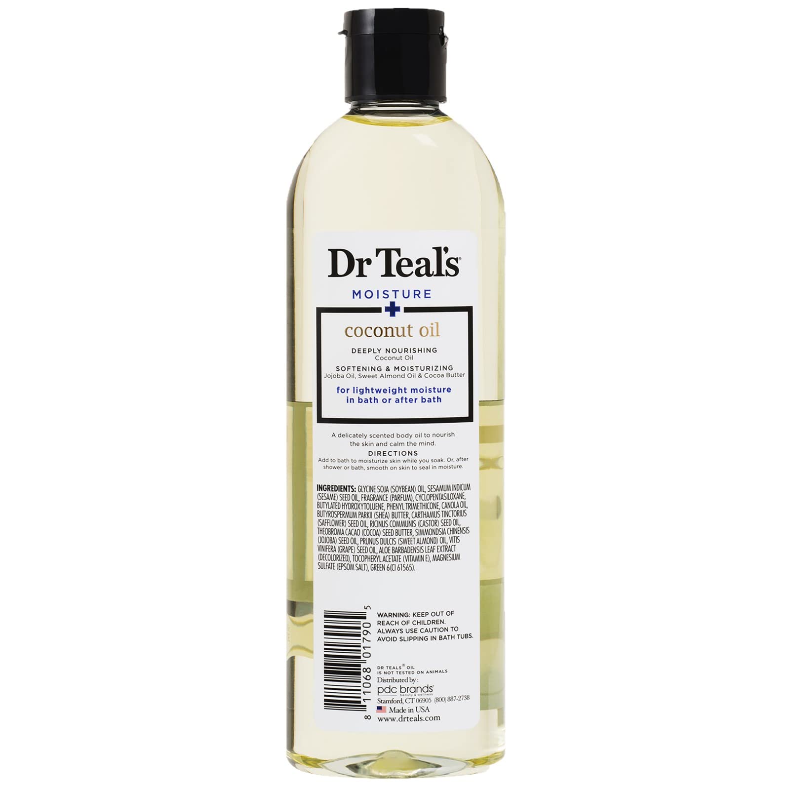 Dr Teals Nourishing Coconut Oil bottle for dry skin relief and healthy glow.