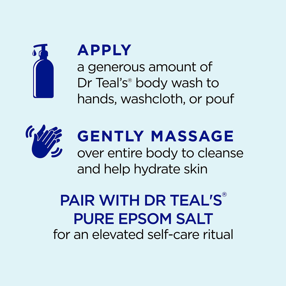 Dr Teal's pack of 4 bottles shown for everyday use