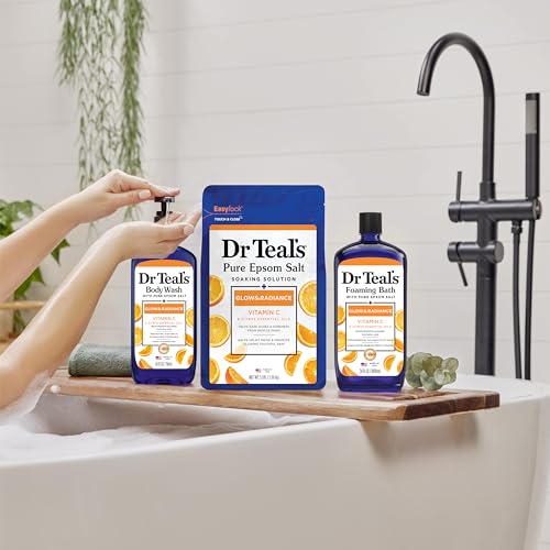 Dr Teal's body wash with Epsom Salt paired for a gentle exfoliation ritual.