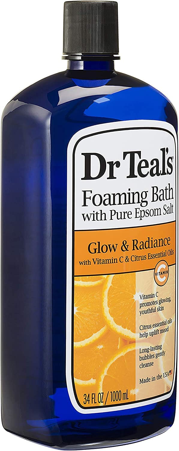 Dr Teal's foaming bath in spa-like bathroom scene for relaxation