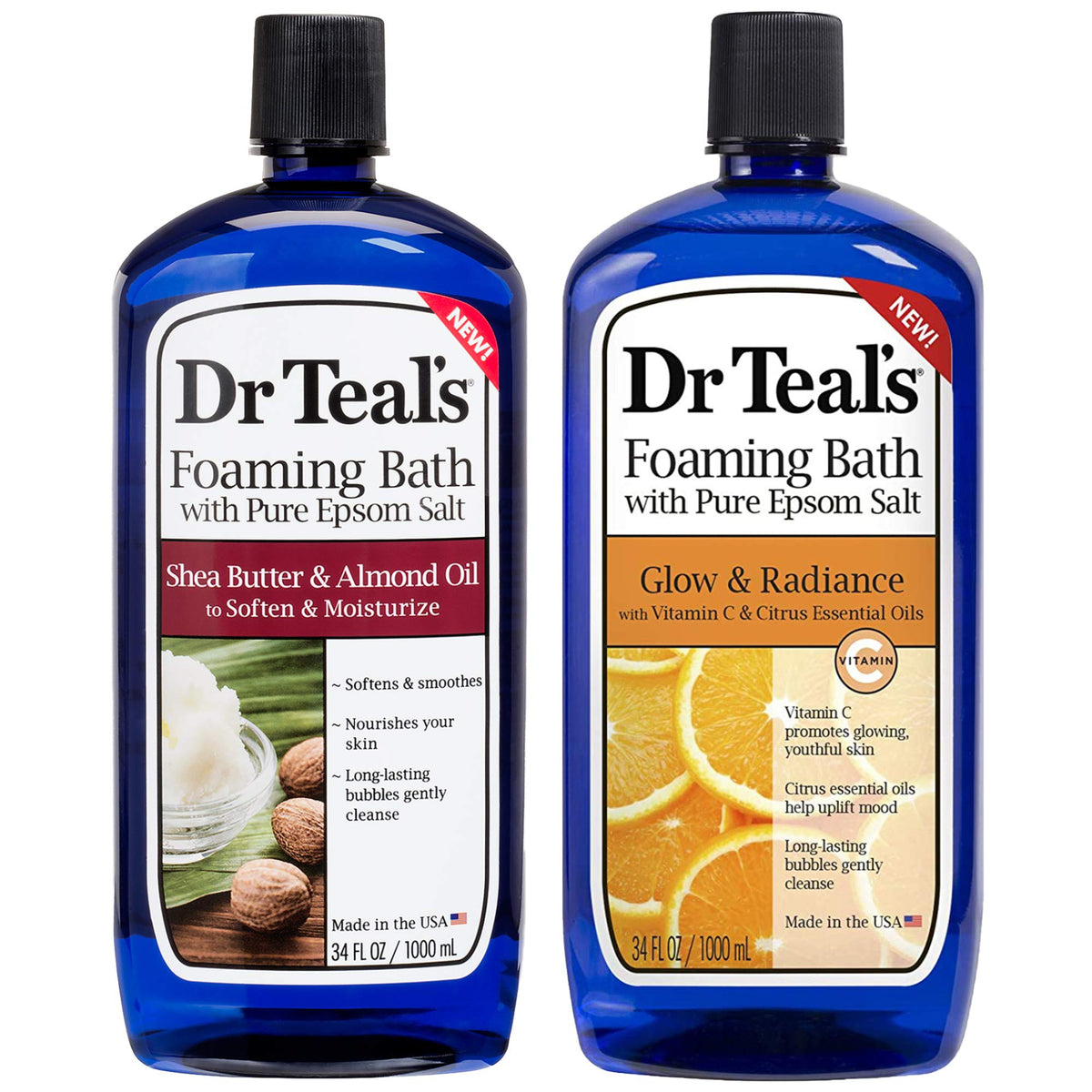 Dr Teal's Shea Butter and Almond Oil foaming bath bottle moisturizes skin