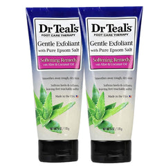 Dr Teal's Softening Remedy Coconut Oil Foot Scrub 2-pack shown for smooth feet and nourishment