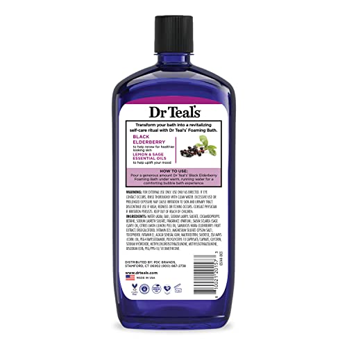 Dr Teal's Elderberry soak setup with towels and candles for spa-like ritual.