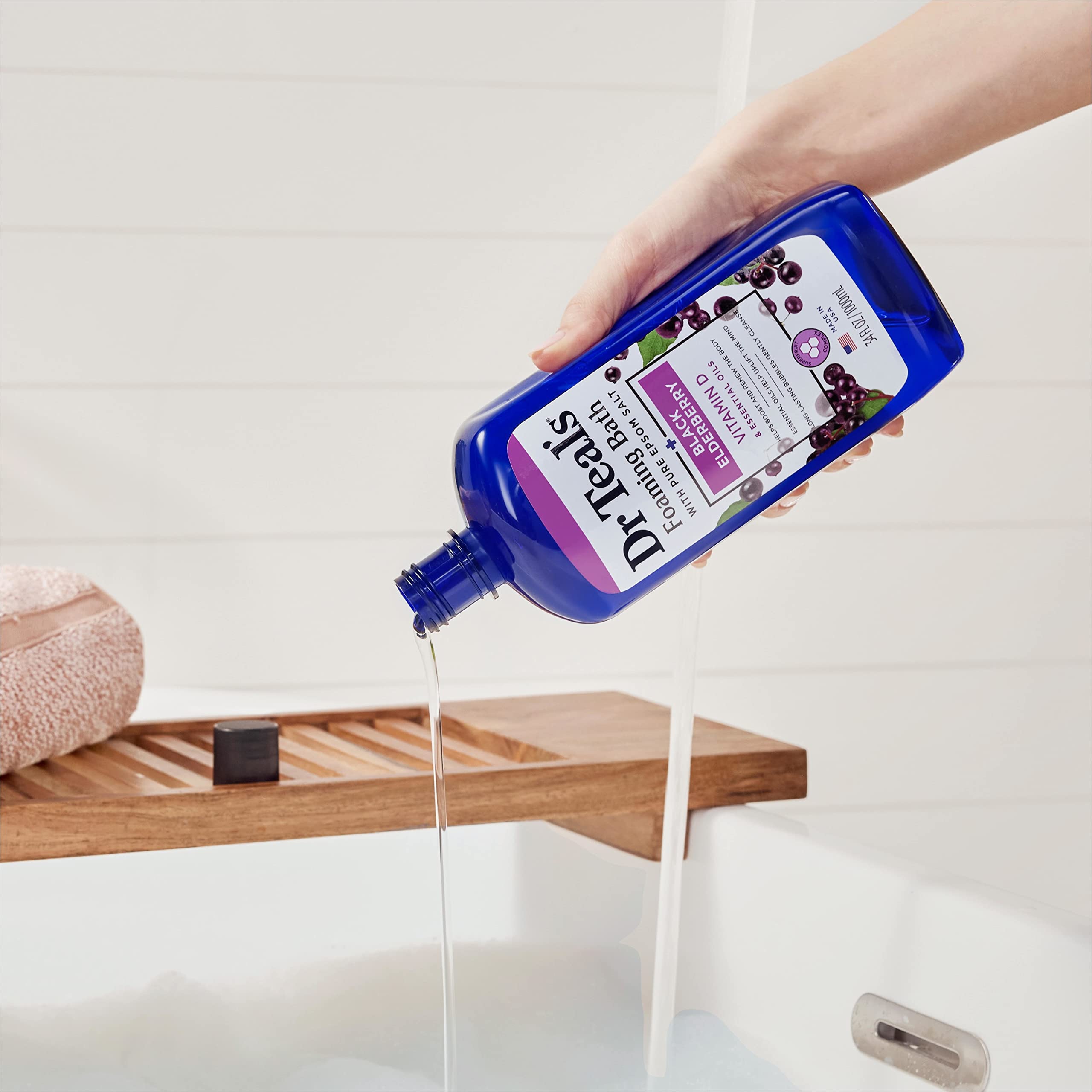 Dr Teal's Vitamin D mood-boost element shown for uplifting bath routine.