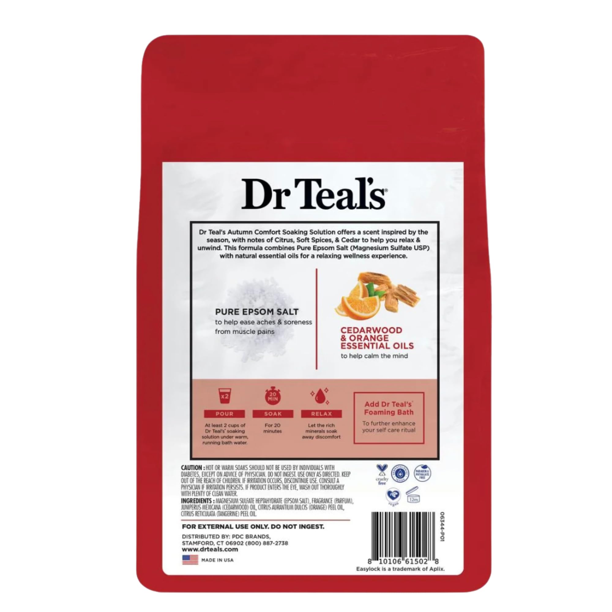 Dr Teal's Warm Autumn Comfort bath scene with steam for mood relaxation.