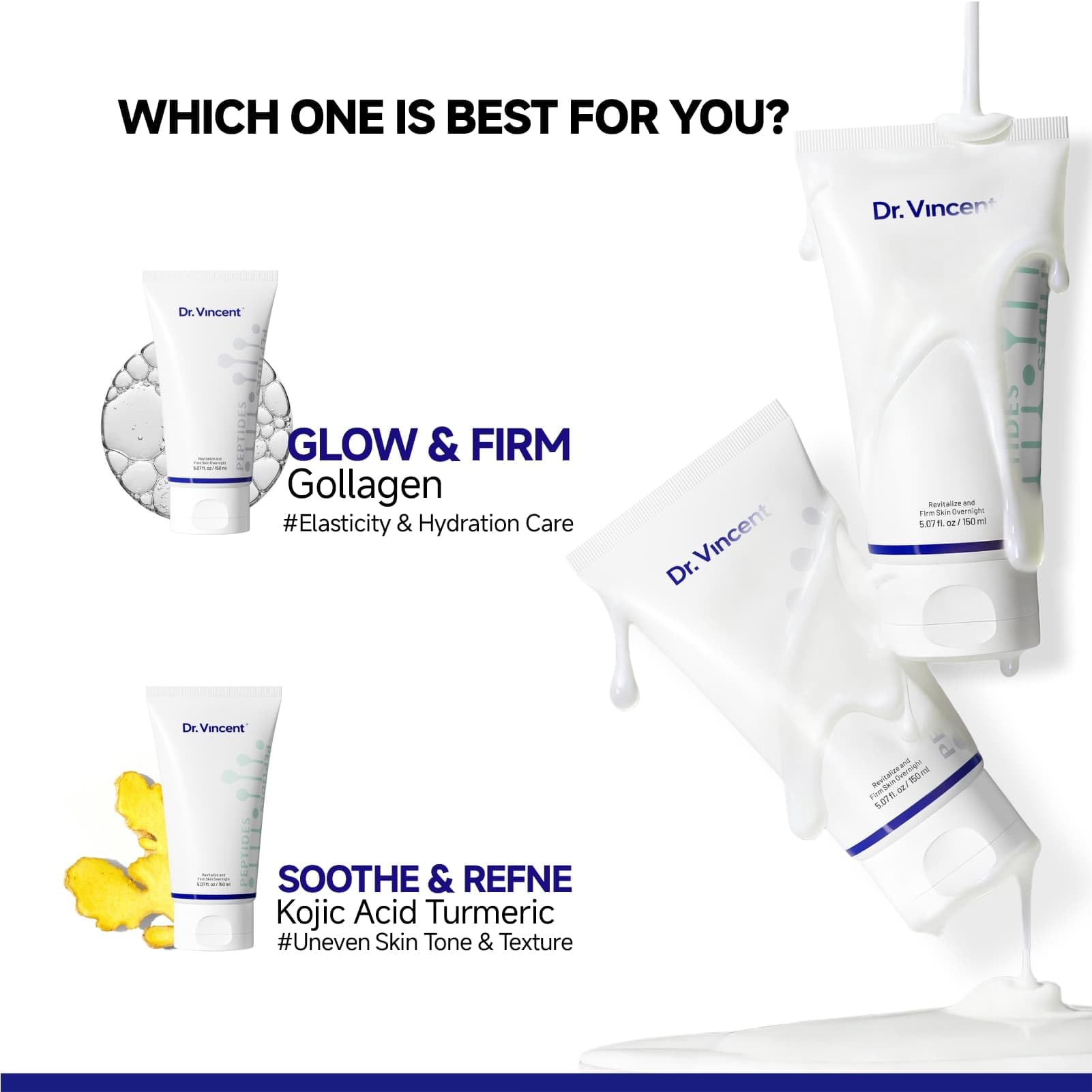 Dr Vincent Deep Hydration Mask with triple-peptide ingredients signaling wrinkle support.