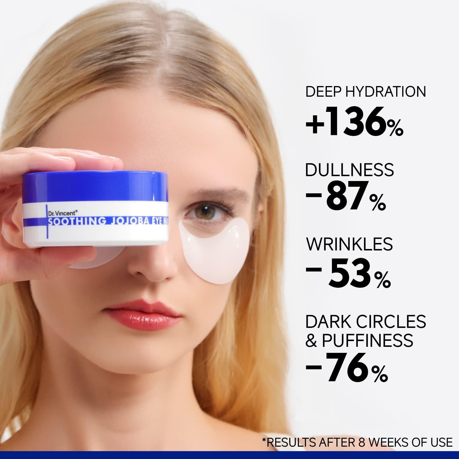 Dr Vincent peptide jojoba under-eye patches visible clarity after two hours