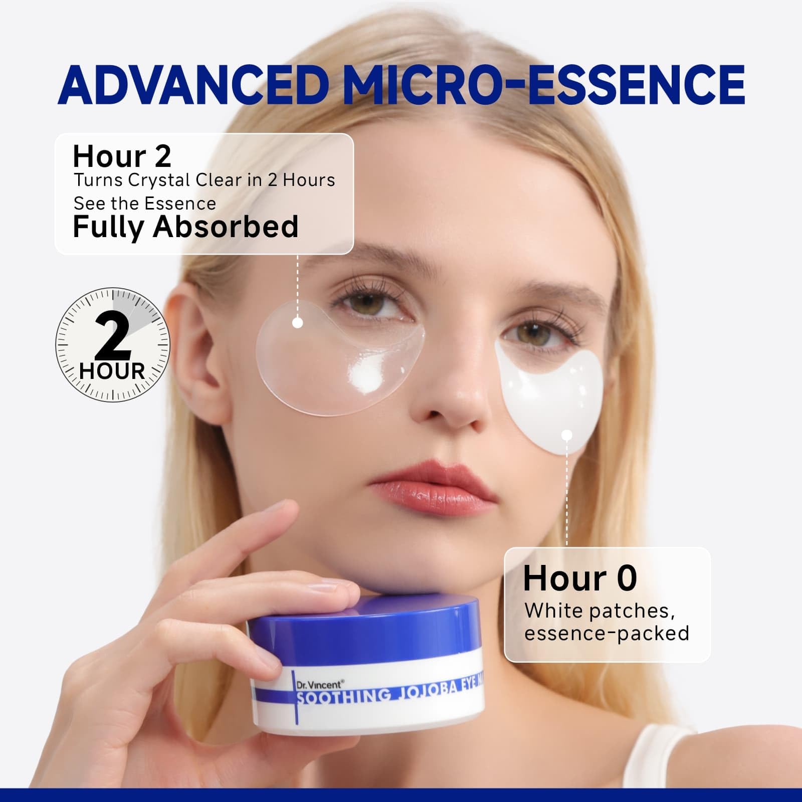 Dr Vincent peptide jojoba under-eye patches crystal collagen focus on absorption
