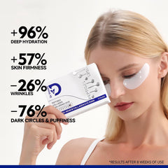 Dr Vincent peptide patches hydration-close-up emphasizes smooth, refreshed under-eye skin.