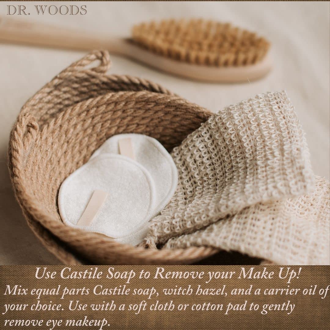 Pure almond scent in Dr. Woods Castile Soap enhances shower routine.