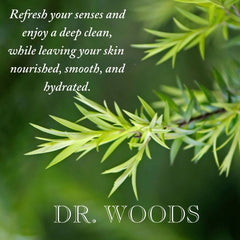 Dr. Woods coconut olive oil base closeup highlighting natural hydration and balanced skin.