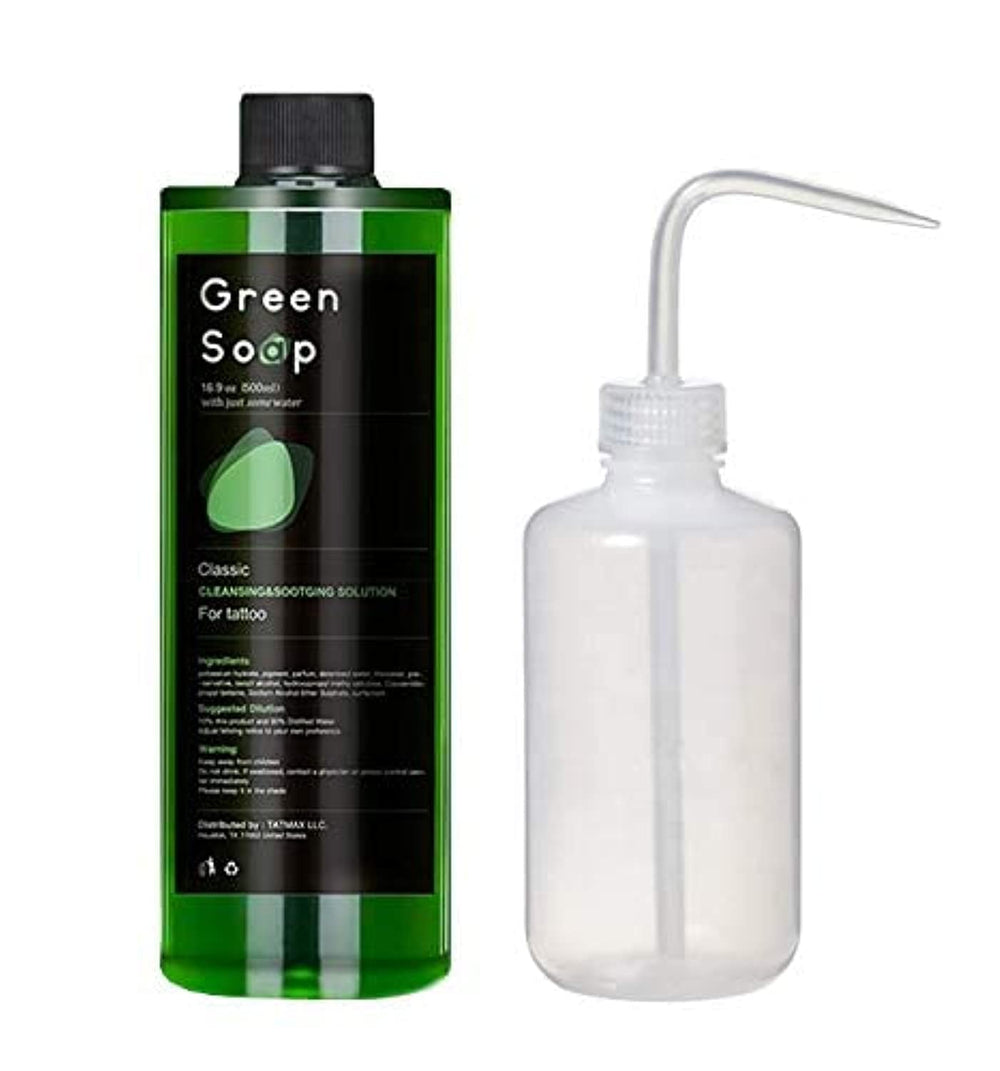Dragon Art Green Soap 16oz bottle for efficient skin prep and professional-grade cleaning