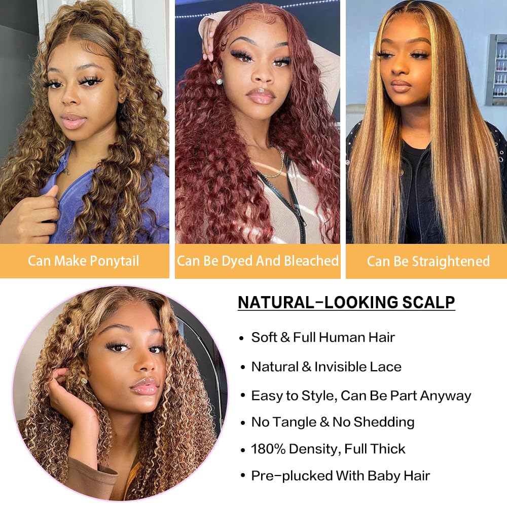 Draixil Honey Blonde HD transparent lace closeup for invisible hairline integration.