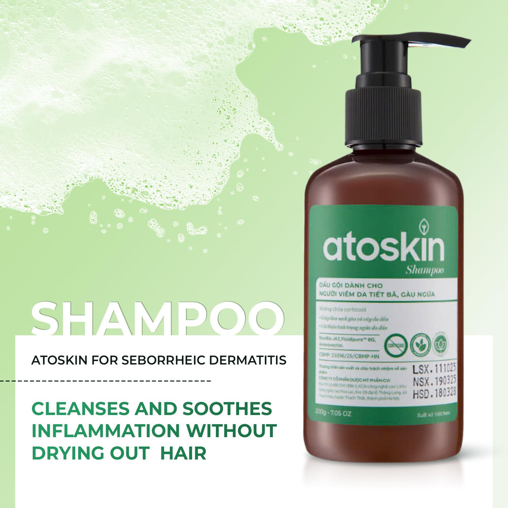 dr.atoskin Atoskin Shampoo bottle with plant-based herb blend visual.