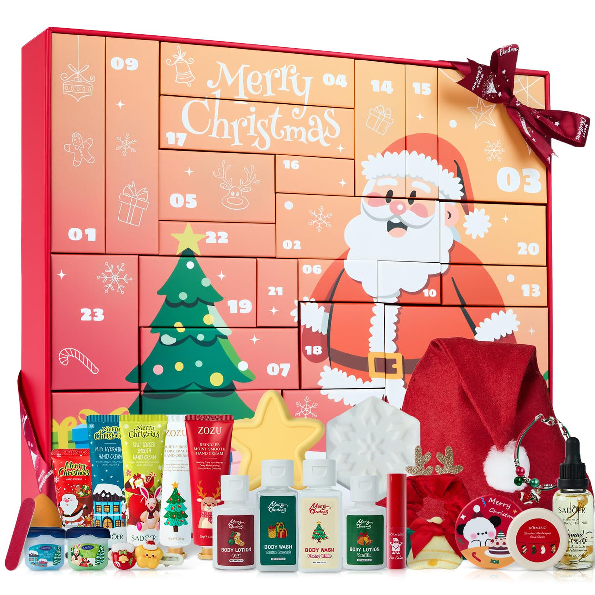 DRAWFAR Beauty Advent Calendar box showcasing 24 skincare surprises for festive gifting