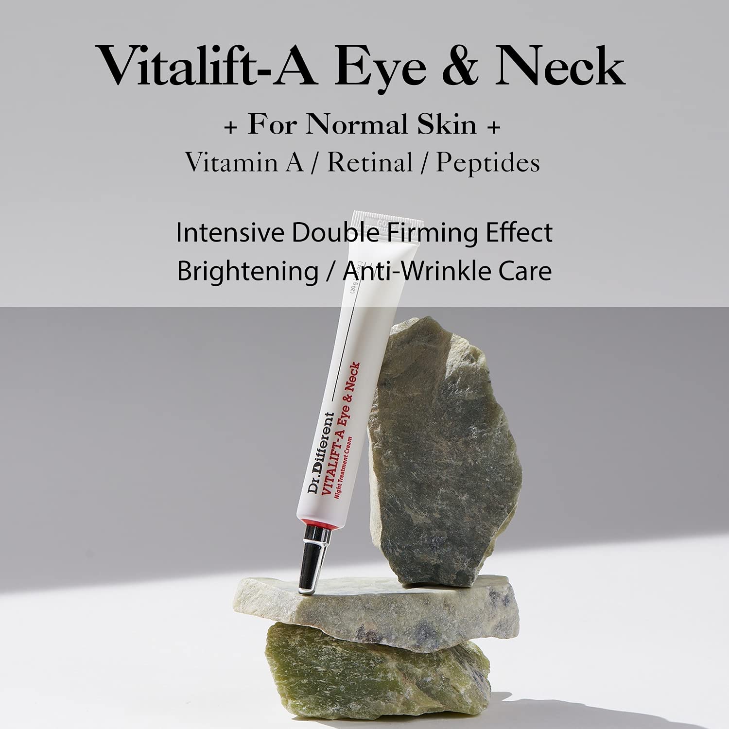 Dr.Different VITALIFT-A airless tube protects retinal potency for consistent care.