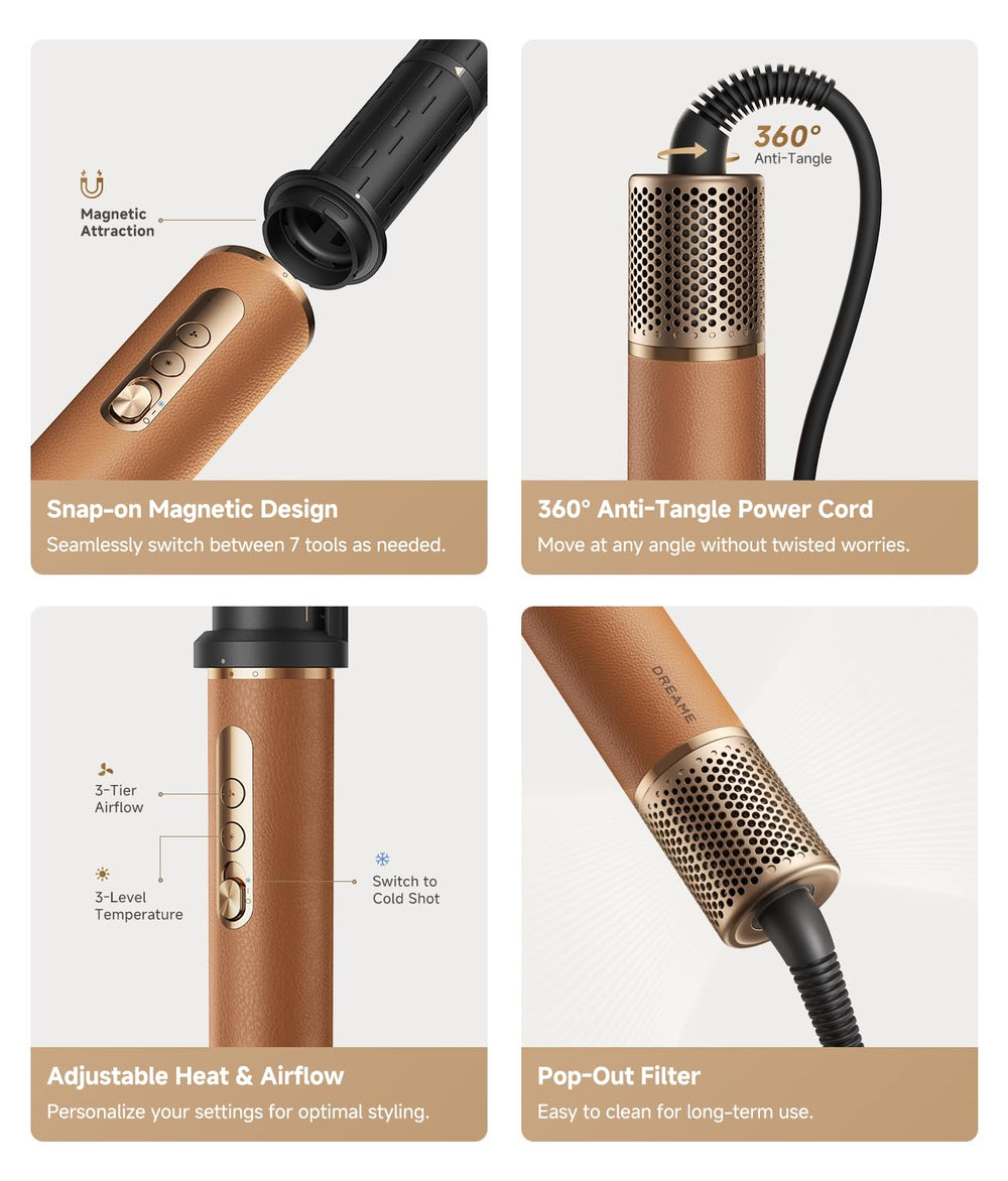 DREAME AirStyle Pro curl attachment enables defined curls and smooth ringlets.
