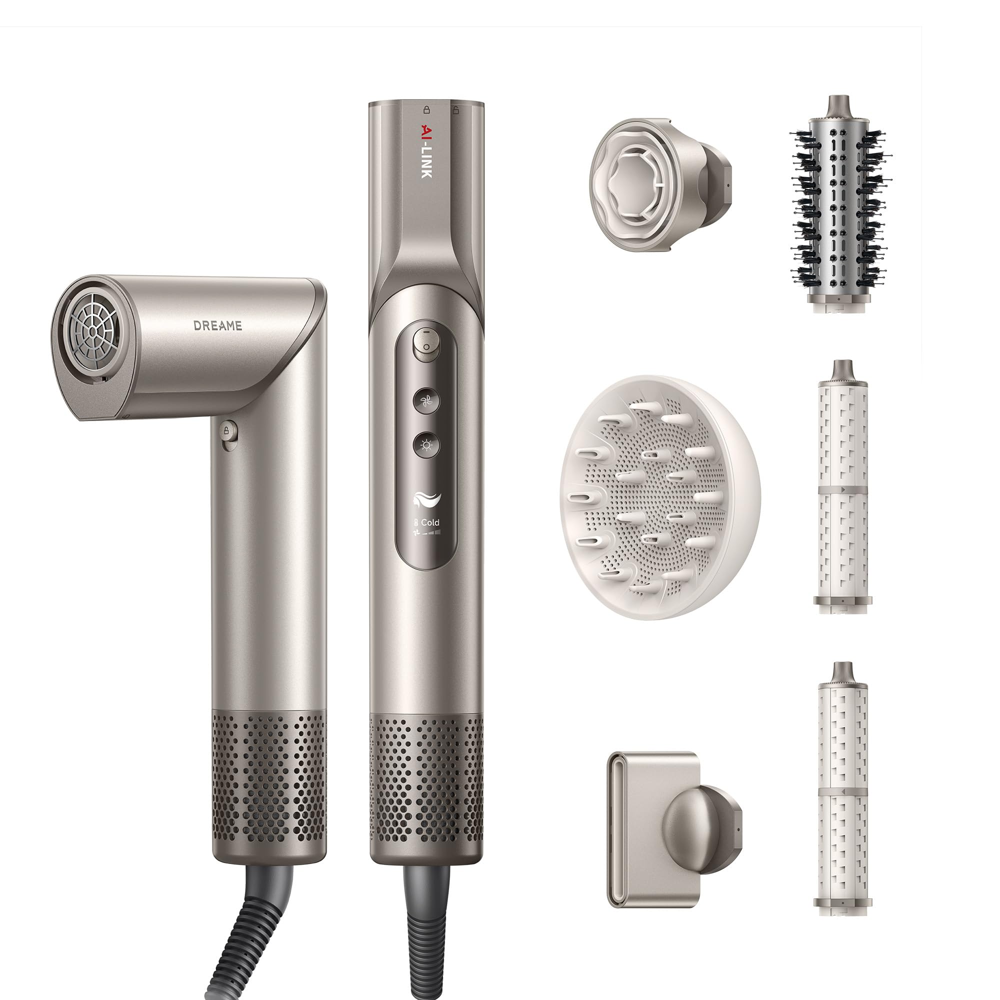Dreame Dazzle intelligent nozzle recognition adjusts heat for tailored styling results.